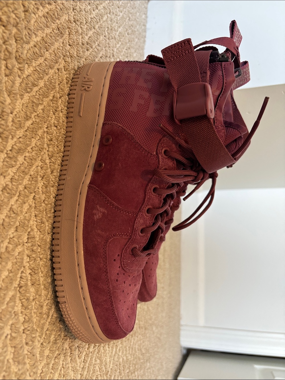 Nike Special Field Air Force 1 High Top Sneakers - Burgundy with Gum Sole - Picture 3 of 5